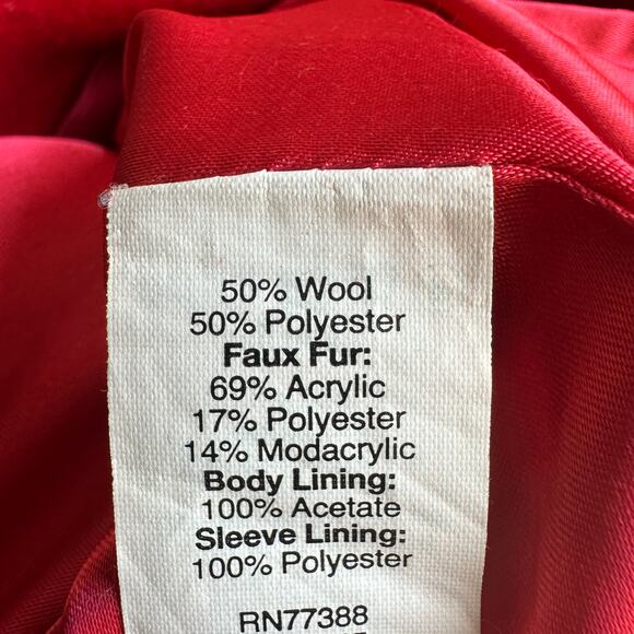 J Crew Vail Parka Coat Electric Red Wool Blend Faux Fur Trim - Picture 8 of 8